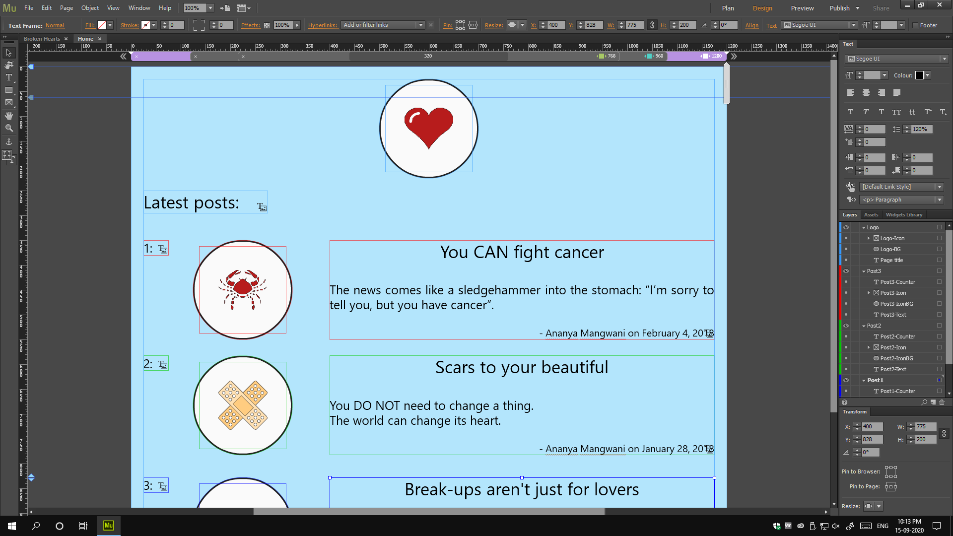 Making of the website in Adobe Muse 2018