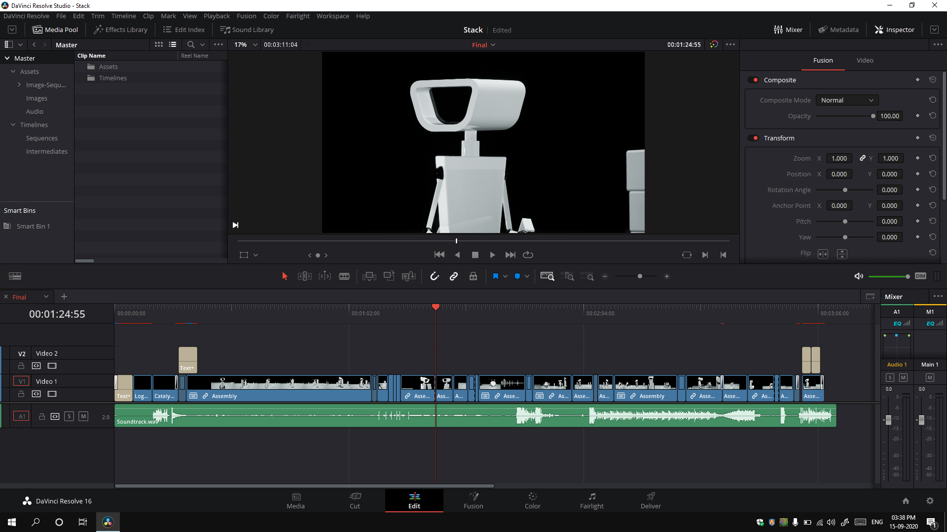 Final timeline in DaVinci Resolve