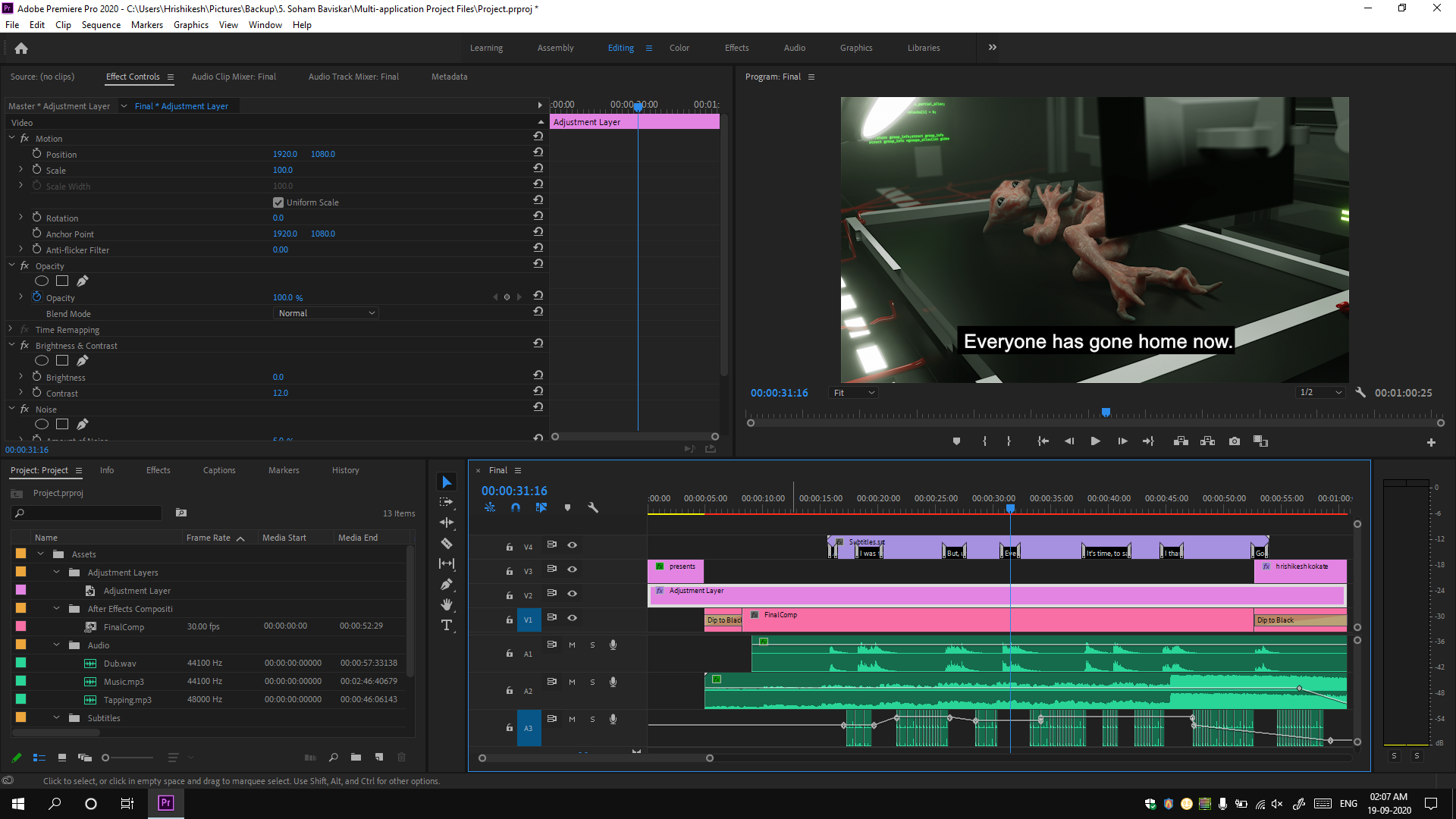 Editing in Adobe Premiere Pro