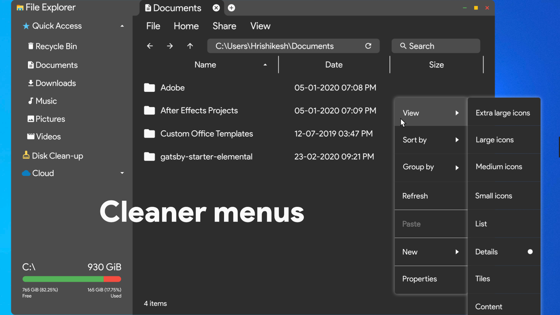 Revamped menus