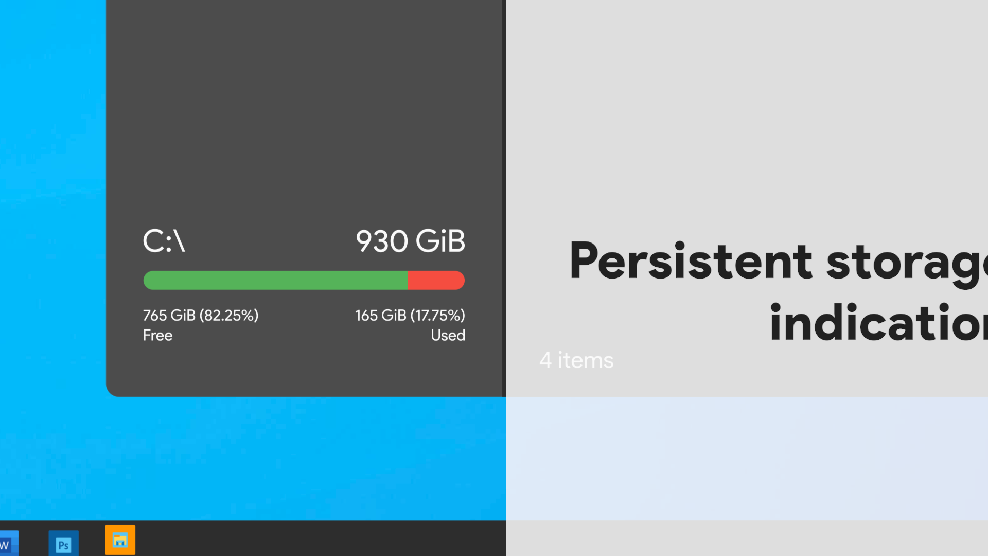 Persistent storage indicator